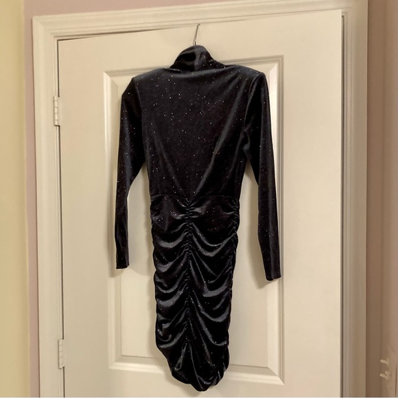 Zara Grey Silver Glitter Shimmer Velvet Bodycon Ruched Dress Blogger’s Favorite! - Picture 4 of 11